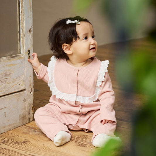 フリルレースロンパース ピンク 70・80cm