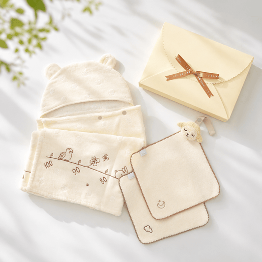 バスポンチョ&チャームハンカチ ギフトセット モワ / 名入れ刺繍可