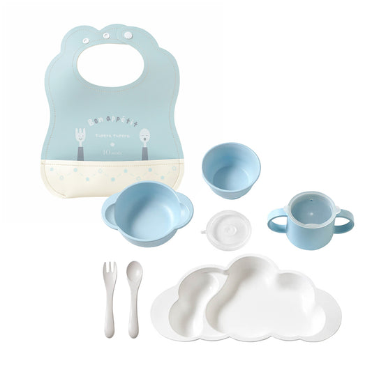 mamamanma grande & マロ―ビブ2点セット ブルー / 離乳食 食器