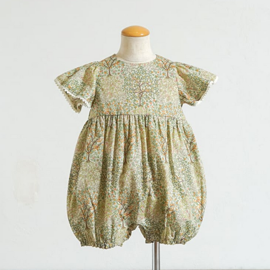 オーガニックコットンリバティロンパース イエロー 70・80cm