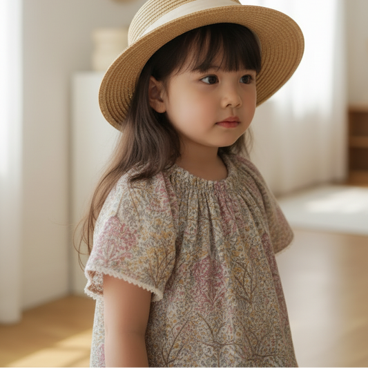 オーガニックコットンリバティブラウス ライトブルー 80・90・100・110cm