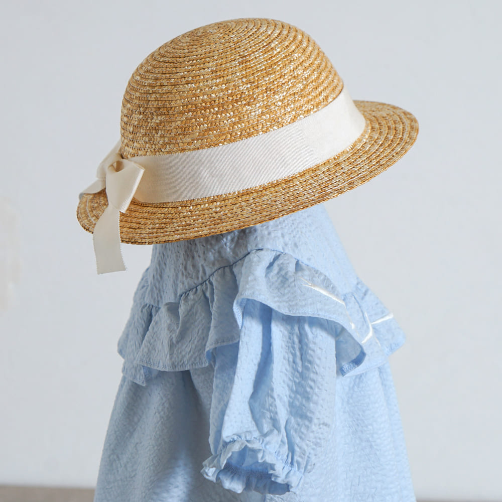 リボンむぎわら帽子 ホワイト 頭回り約44-48・48-52cm – 10mois 公式