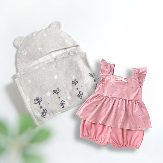 【予約】水遊びギフトセット 女の子 ピンク 85cm・95cm・105cm / 名入れ刺繍可