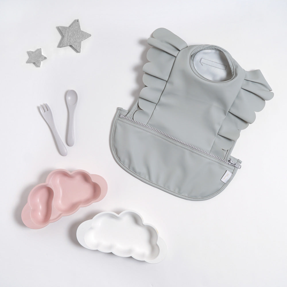 mamamanma・お食事ポーチロン(袖なし) ギフトセット ピンク フリル