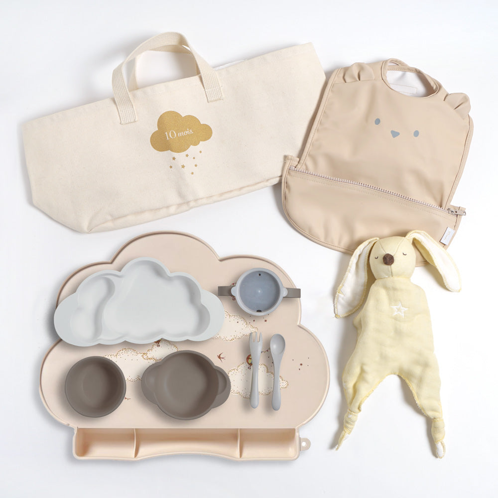 帆布BAGギフト お食事セット(袖なしポーチロン) トープ / 離乳食 食器