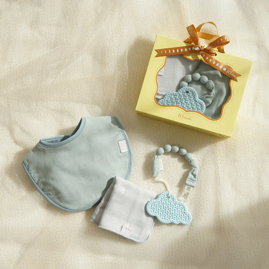 プチギフトボックス スタイ・歯がため・ハンカチ ブルー●