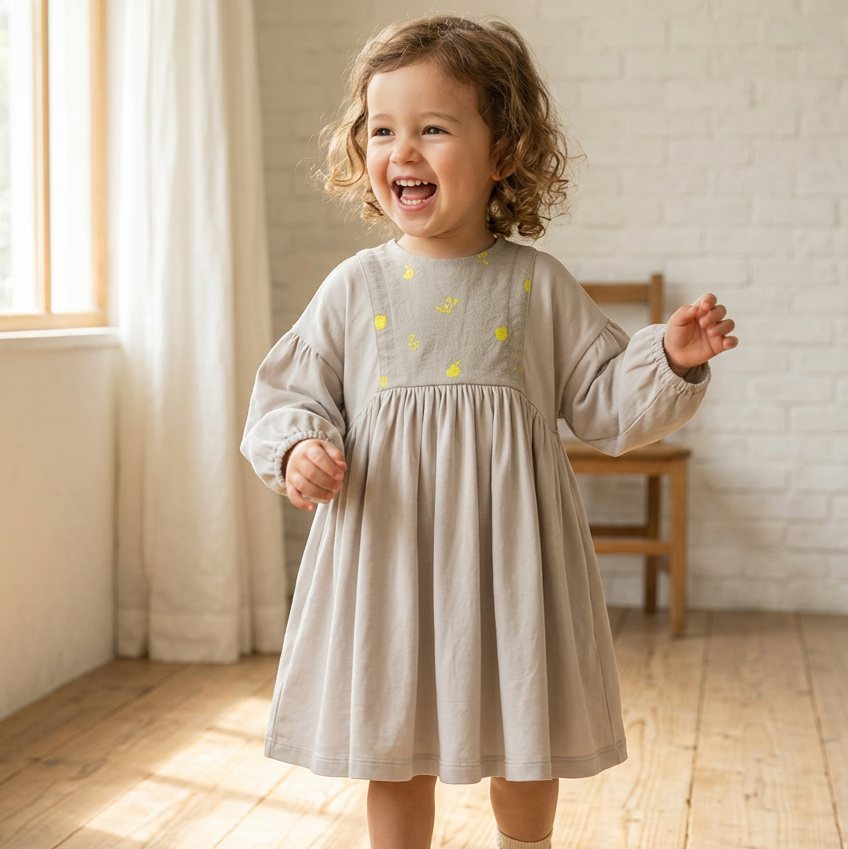 ウォームギャザーワンピース グレー 80・90・100cm / ベビー服