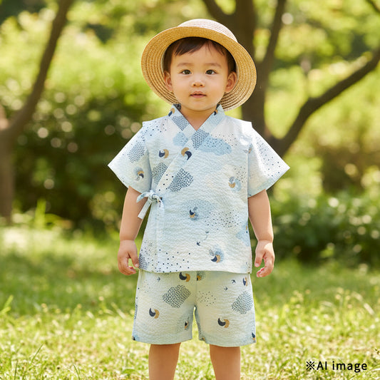 甚平セパレート ブルー/ tensei_天青 80-90cm・90-100cm