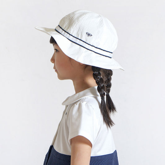 お受験フラワーハット ホワイトチェック 50-54・54-58cm