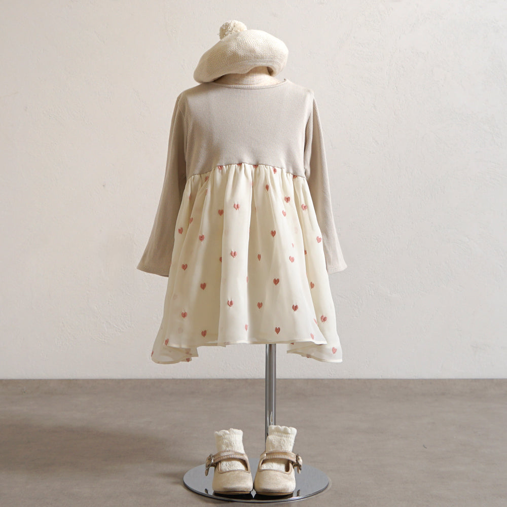 ハート刺繍 ワンピース アイボリー 80cm・90cm・100cm – 10mois 公式