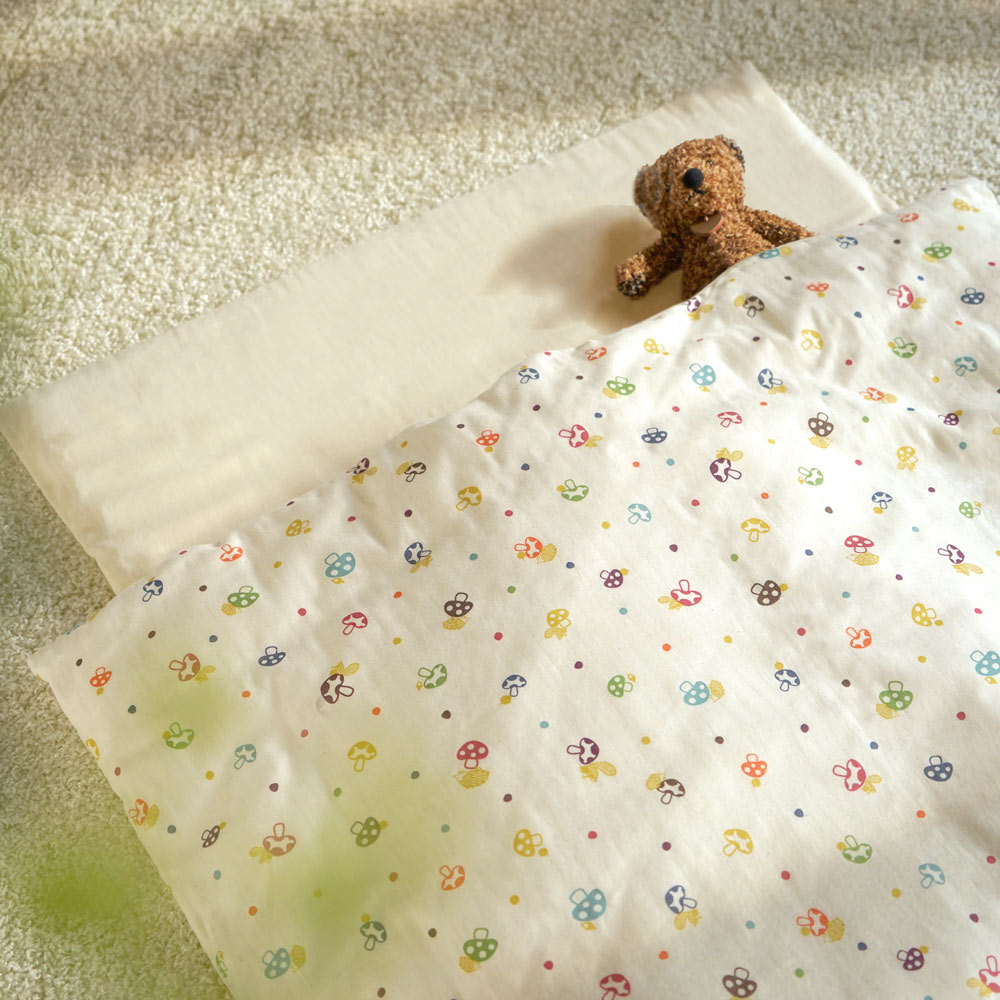 お昼寝布団セット Wガーゼ シャンピニオン きなり 選べるポータブルバッグ付き