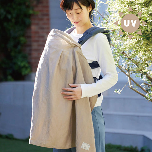 リネンUVカット マルチケープ グレージュ