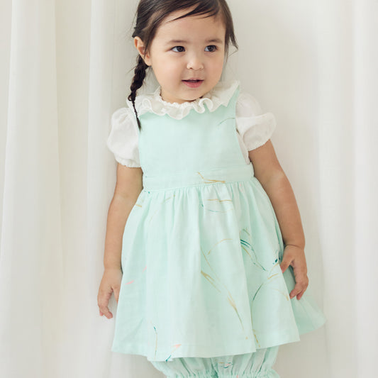 エプロンワンピース ライトグリーン 70-90・80-100cm