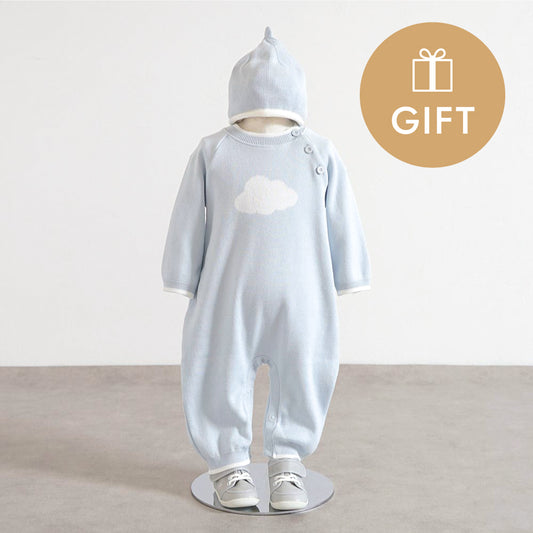 帽子とロンパース ギフトセット ブルー 70cm/ 出産祝い