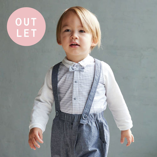 おめかしギンガムチェック長袖Tシャツ ホワイト 80cm / ギフト包装不可