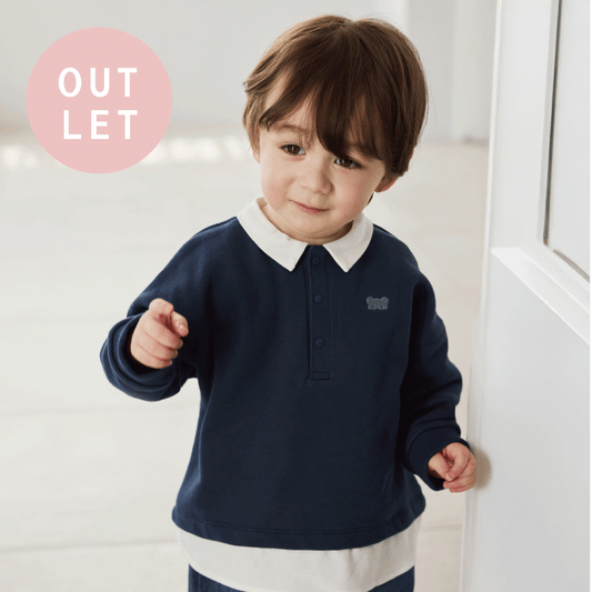 ベアマスクレイヤード襟トップス ネイビー 80cm / ギフト包装不可