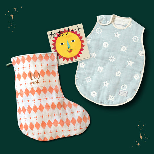 サンタのくつ下ギフトセット tupera tupera スリーパー・かおノート 名入れ刺繍可