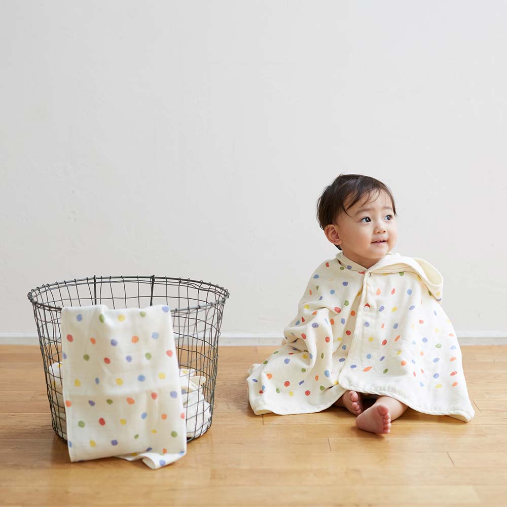 アメザイク おふろガーゼセット / バスポンチョ・沐浴ガーゼ・ハンカチの3点セット