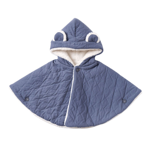 starキルト 耳つきマント ブルー 新生児~100cm