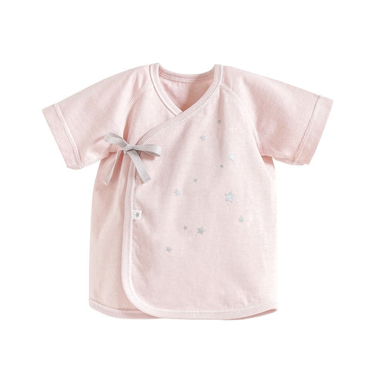 短肌着 星プリント ピンク 50-60cm