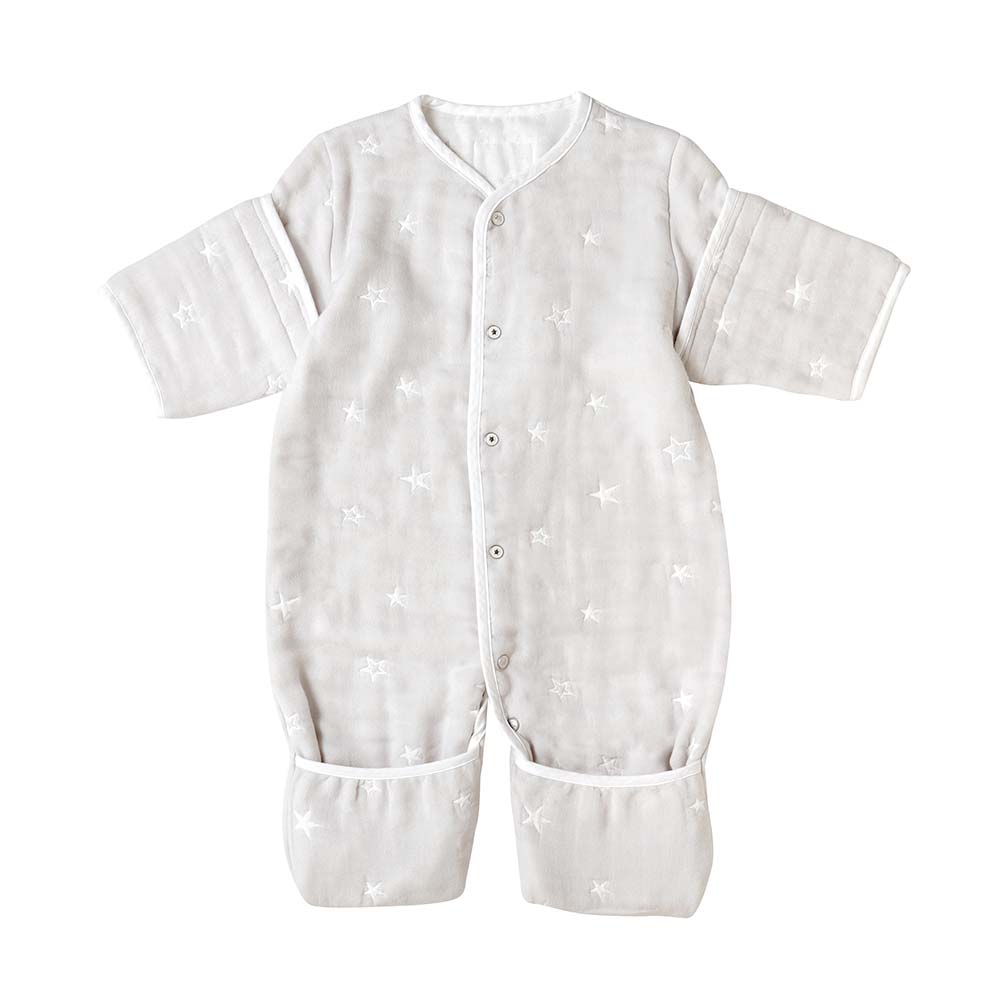 グレー 6wayスリーパー ふくふくガーゼ(6重ガーゼ)/ 名入れ刺繍可