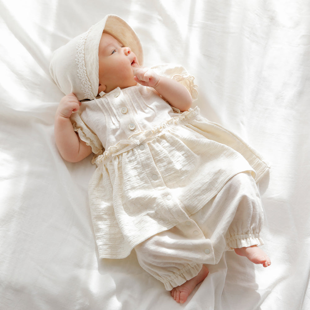 flower ジャガードボンネット アイボリー