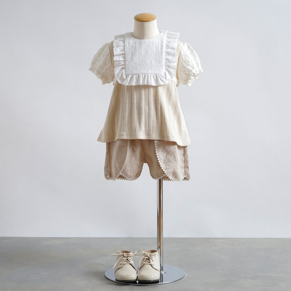 リネン花びら ショートパンツ ベージュ 100cm