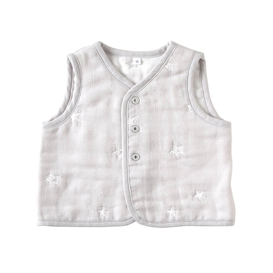 グレー ちょっき 50~70cm ふくふくガーゼ(6重ガーゼ) / 名入れ刺繍可