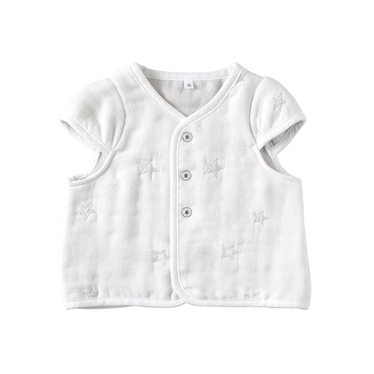 ちょっき 袖付き 50~70cm ふくふくガーゼ(6重ガーゼ) / 名入れ刺繍可