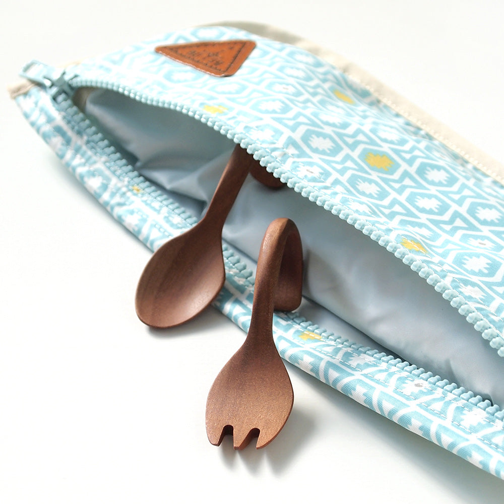 お食事ポーチロン 長袖 トーテム ブルー