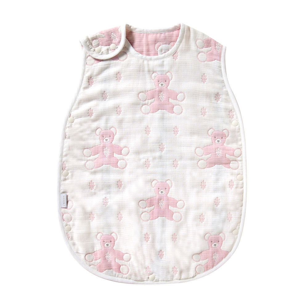 モン・ヌヌース スリーパー ベビーサイズ ピンク ふくふくガーゼ(6重ガーゼ) / 名入れ刺繍可