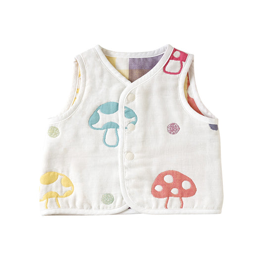 シャンピニオン ちょっき 70~80cm ふくふくガーゼ(6重ガーゼ) / 名入れ刺繍可