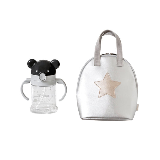 mamamanma(マママンマ) ストローマグ・ドリンクポーチ 2点セット シルバー