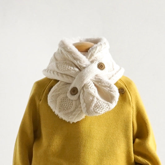 オーガニックコットン アランニットボアマフラー きなり