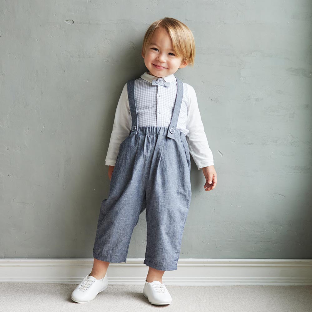 おめかしギンガムチェック長袖Tシャツ グレー 80cm・90cm・100cm