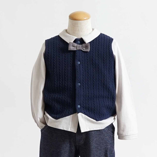 おめかし長袖Tシャツ ネイビー 80cm・90cm・100cm