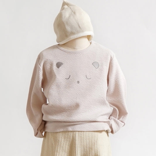 くまさん長袖Tシャツ ペールピンク 80cm・90cm・100cm