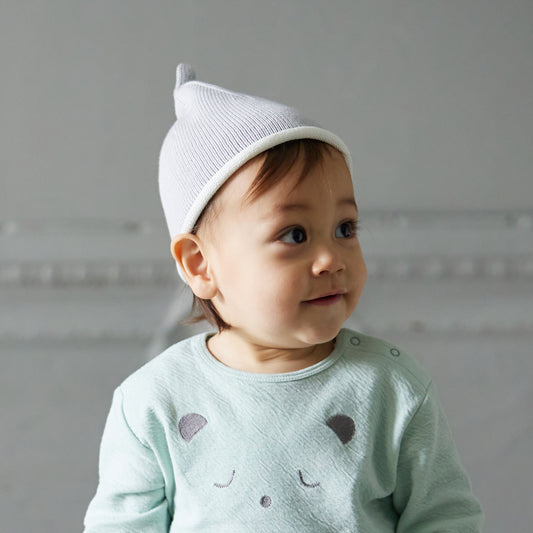 フェザーコットン ベビー帽 ライトグレー S・M