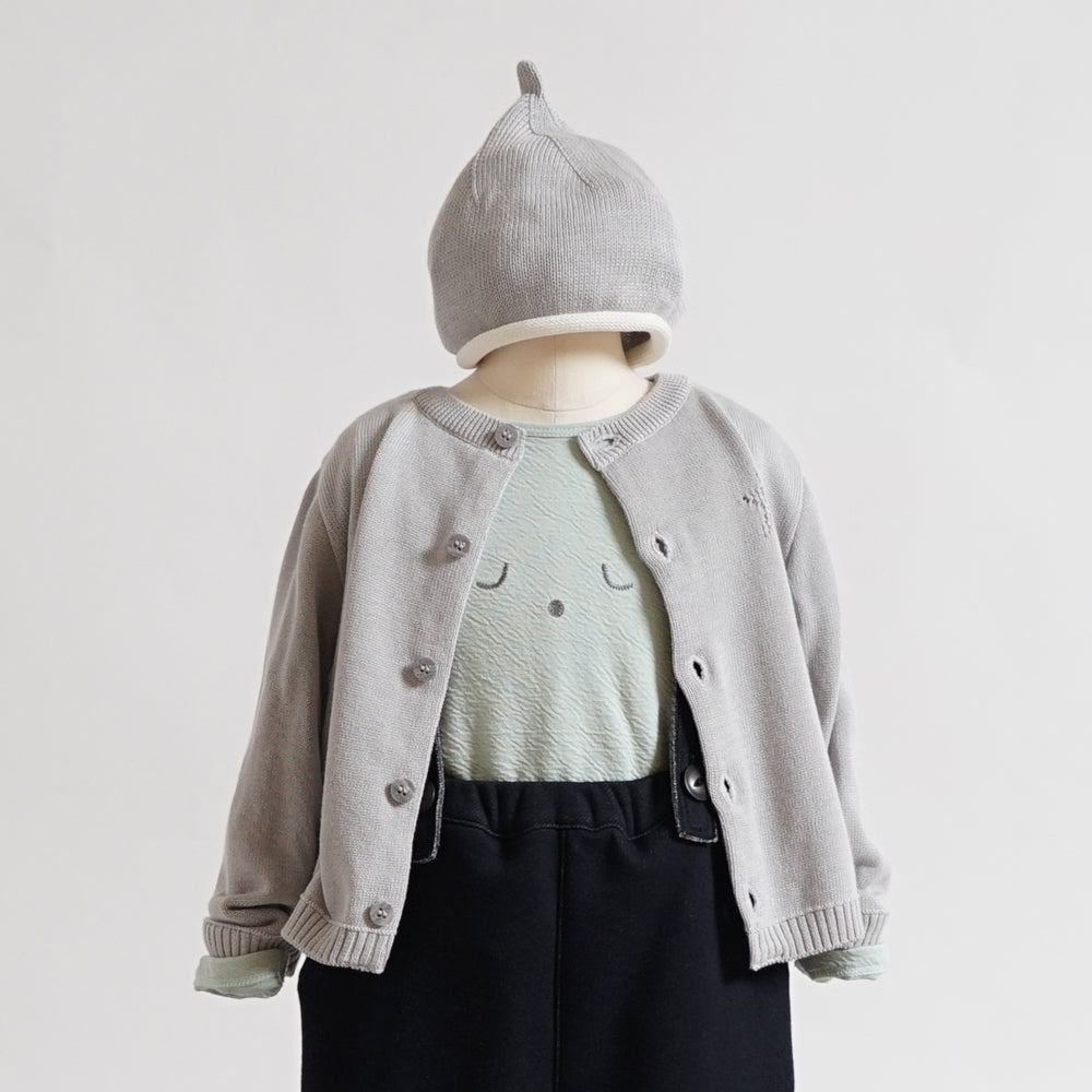 フェザーコットン ベビー帽 ライトグレー S・M