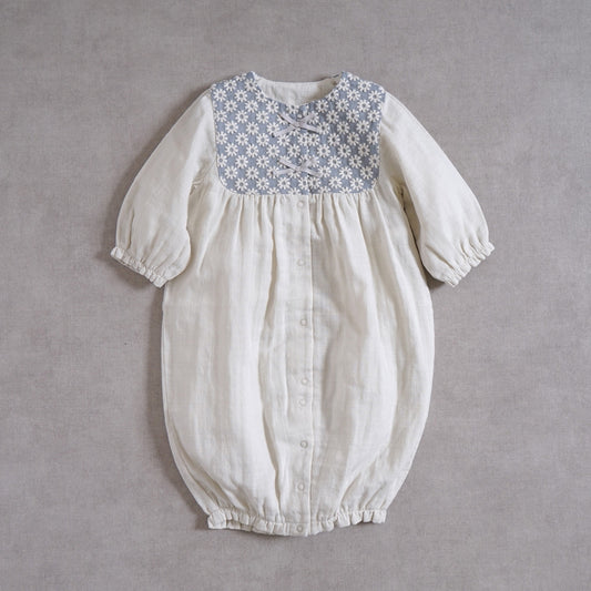 flower刺繍ヨーク 2wayドレス ライトグレー 50-70cm / ツーウェイオール