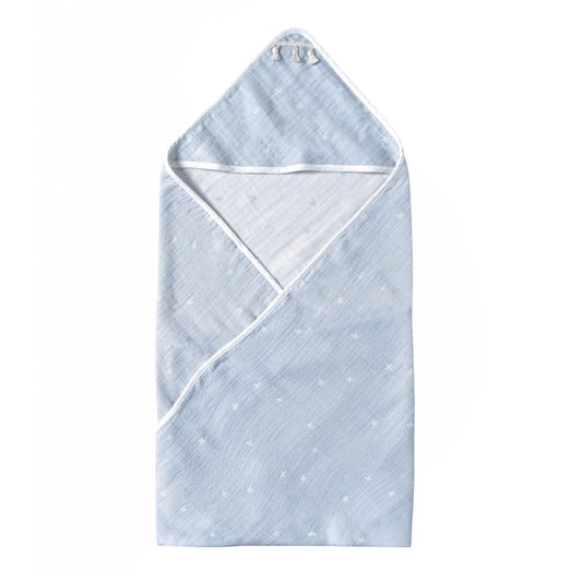 パウダーブルー コットンテンセル アフガンにもなるベビーケット