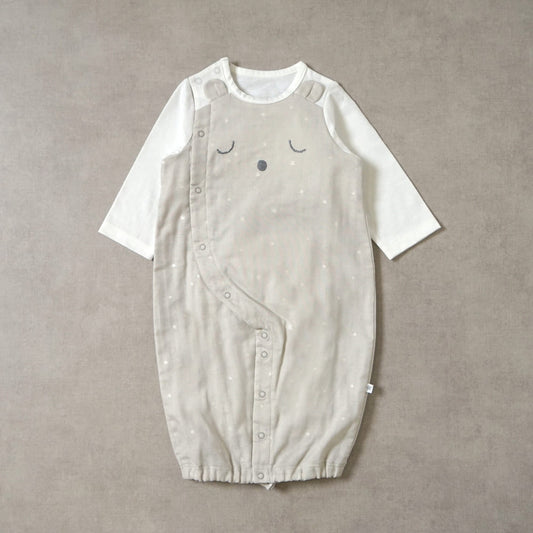 くまさん長袖2wayドレス グレー 50-70cm / ツーウェイオール