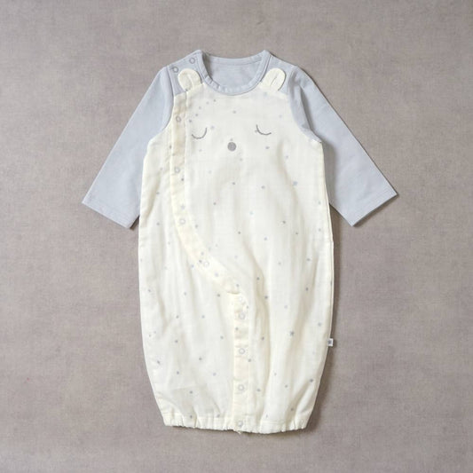 くまさん長袖2wayドレス ホワイト 50-70cm / ツーウェイオール