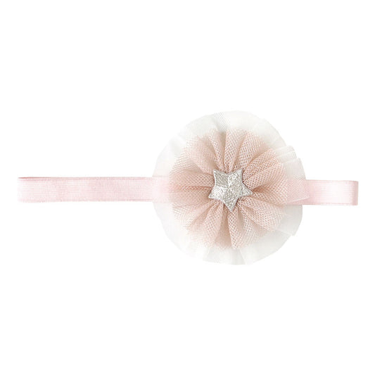 ヘアバンド フラワー ピンク×シルバー