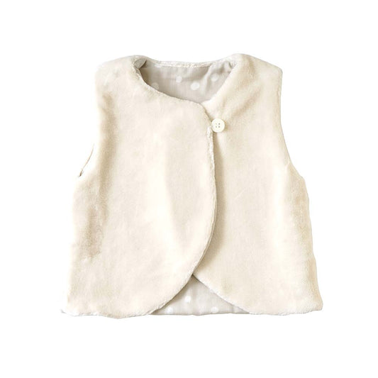 オーガニックコットン リバーシブルファーベスト こんぺい 新生児~90cm