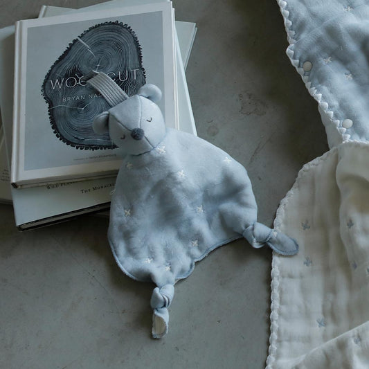 パウダーブルー mini me ベビートイ 6重ガーゼ / 名入れ刺繍可