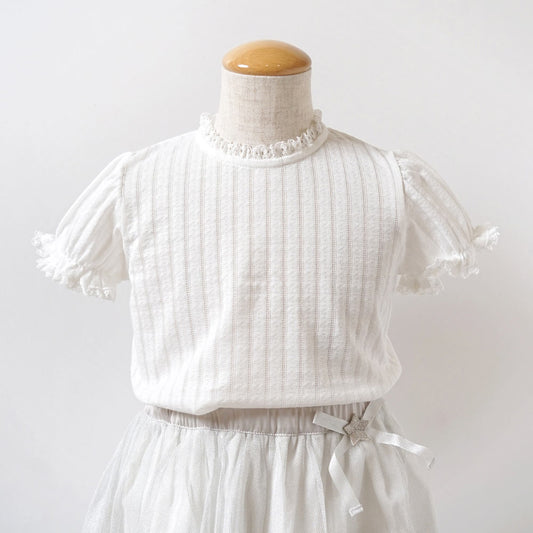 レーシーニット半袖トップス ホワイト 80cm・90cm・100cm・110cm