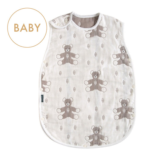 モン・ヌヌース スリーパー ベビーサイズ ブラウン ふくふくガーゼ / 名入れ刺繍可