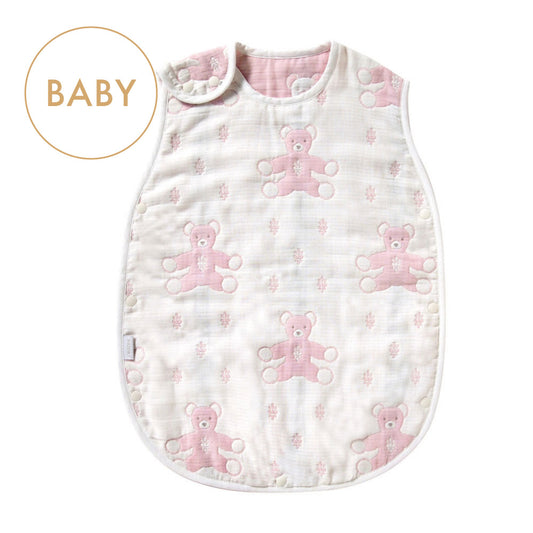 モン・ヌヌース スリーパー ベビーサイズ ピンク ふくふくガーゼ(6重ガーゼ) / 名入れ刺繍可