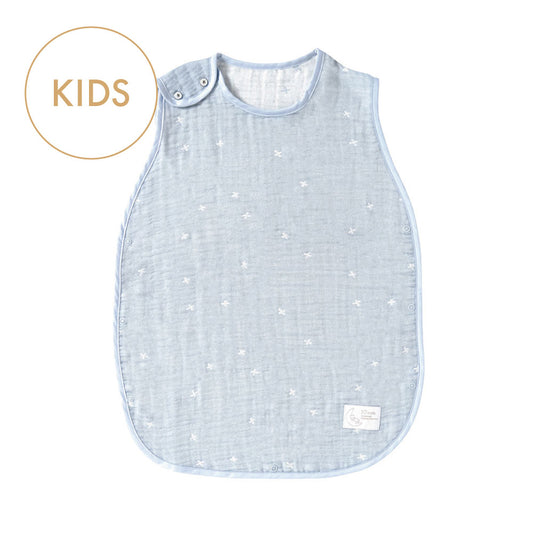 パウダーブルー コットンテンセル 3重ガーゼスリーパー(キッズサイズ)/ 名入れ刺繍可